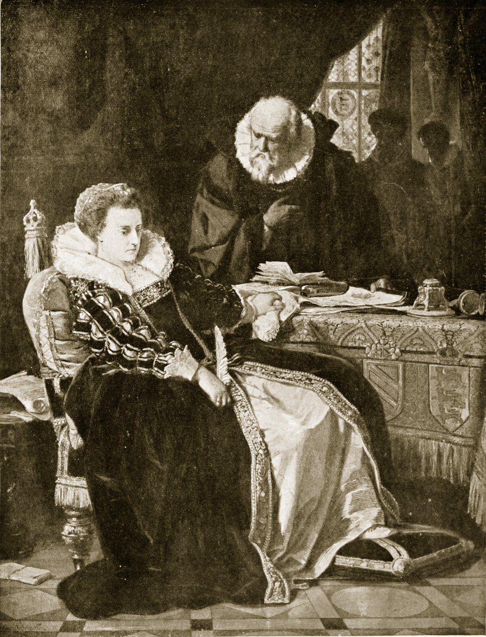 Elizabeth undertecknar Marys dödsdom, illustration från 