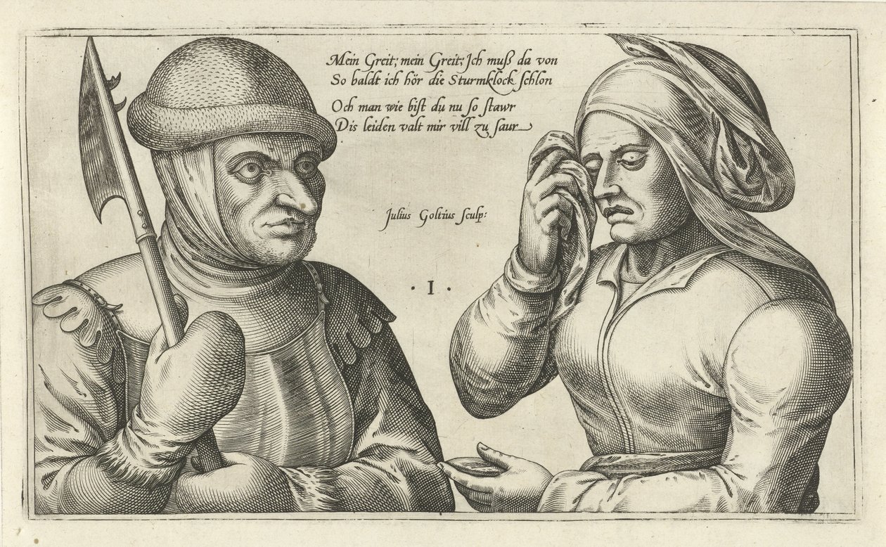 Farväl till en soldat Ordlekar om förhållandet mellan man och kvinna (serietitel) av Julius Goltzius