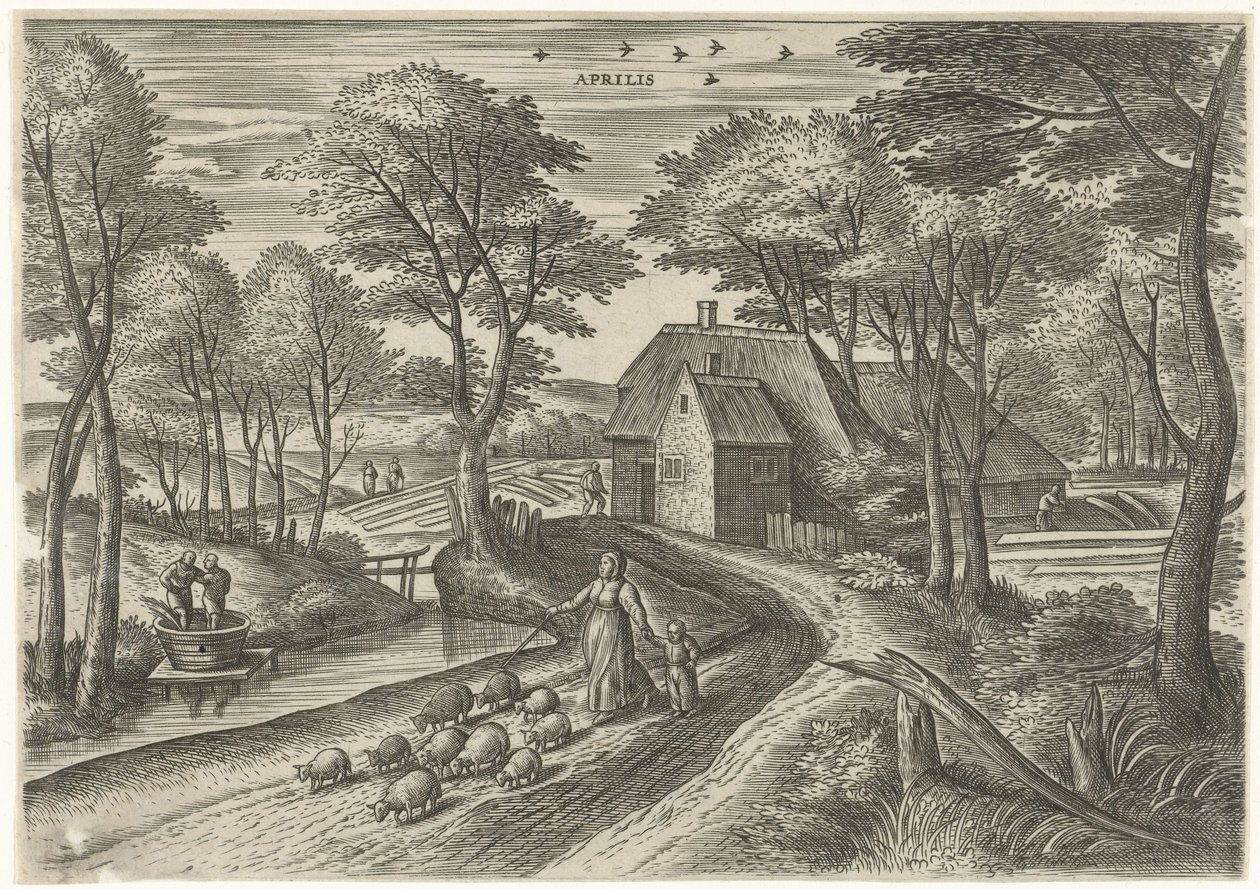 april Aprilis (titel på objekt) De tolv månaderna (serietitel) av Julius Goltzius