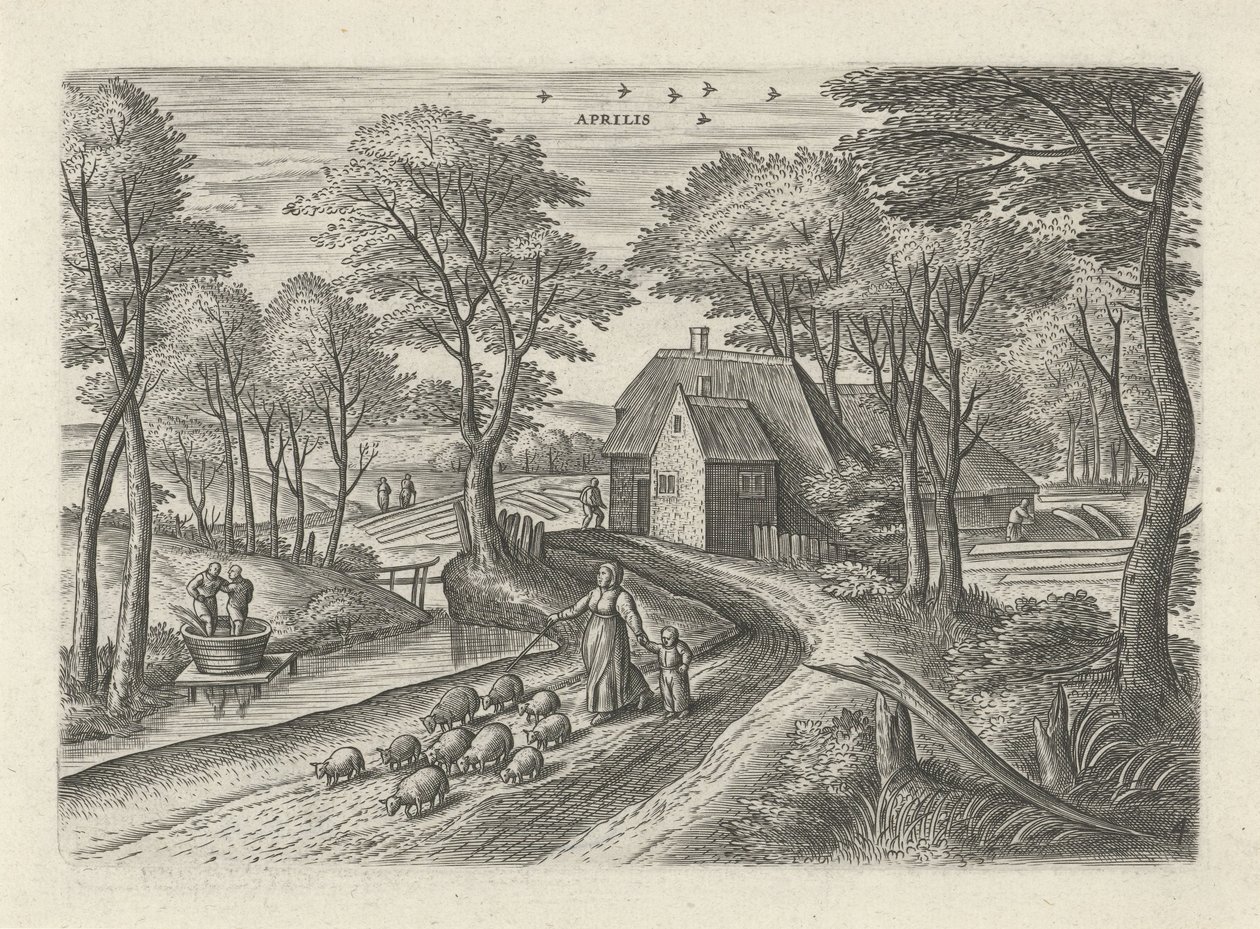 april Aprilis (titel på objekt) De tolv månaderna (serietitel) av Julius Goltzius