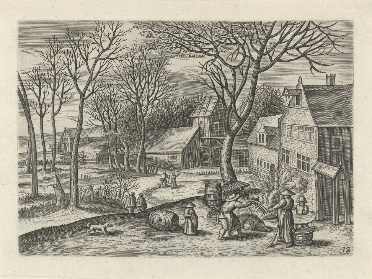 December (titel på objekt) De tolv månaderna (serietitel) av Julius Goltzius