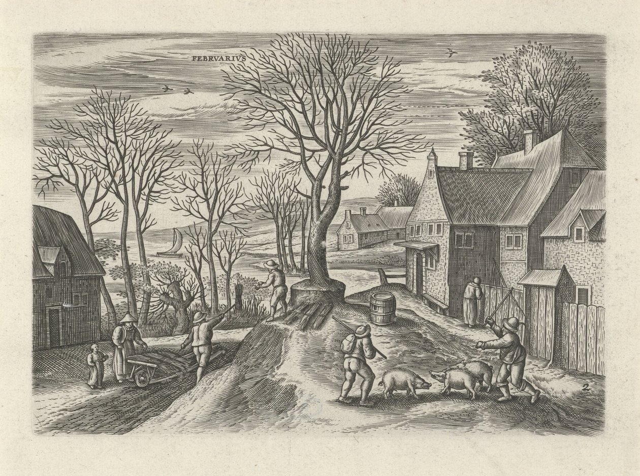 februari Febrvari (titel på objekt) De tolv månaderna (serietitel) av Julius Goltzius