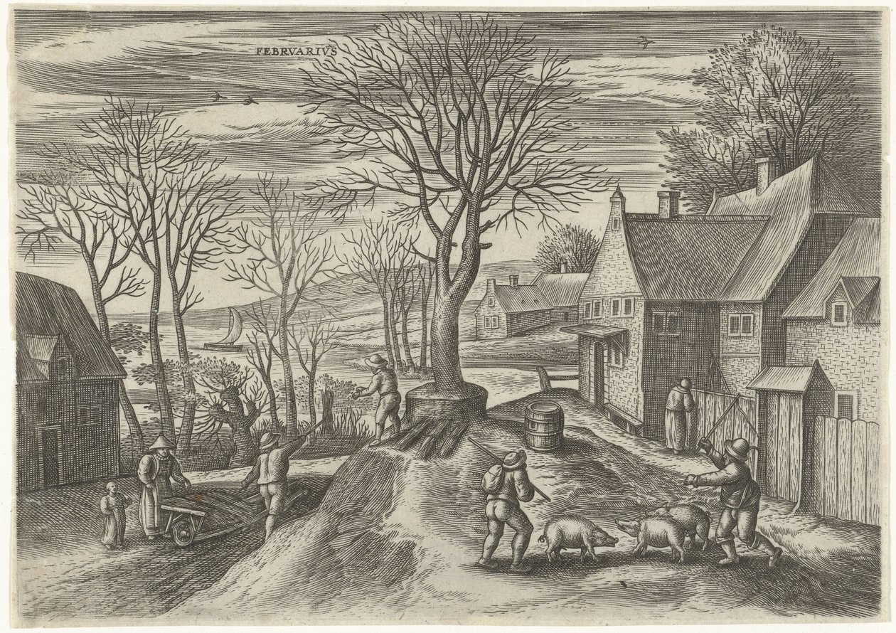 februari Febrvarivs (titel på objekt) De tolv månaderna (serietitel) av Julius Goltzius