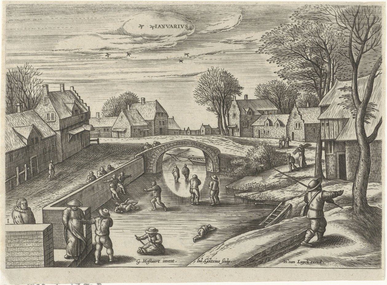 januari Ianvarivs (titel på objekt) De tolv månaderna (serietitel) av Julius Goltzius