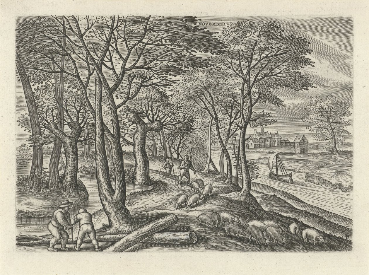 november (titel på objekt) De tolv månaderna (serietitel) av Julius Goltzius