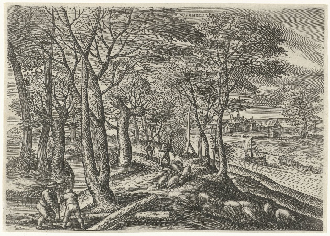 november (titel på objekt) De tolv månaderna (serietitel) av Julius Goltzius