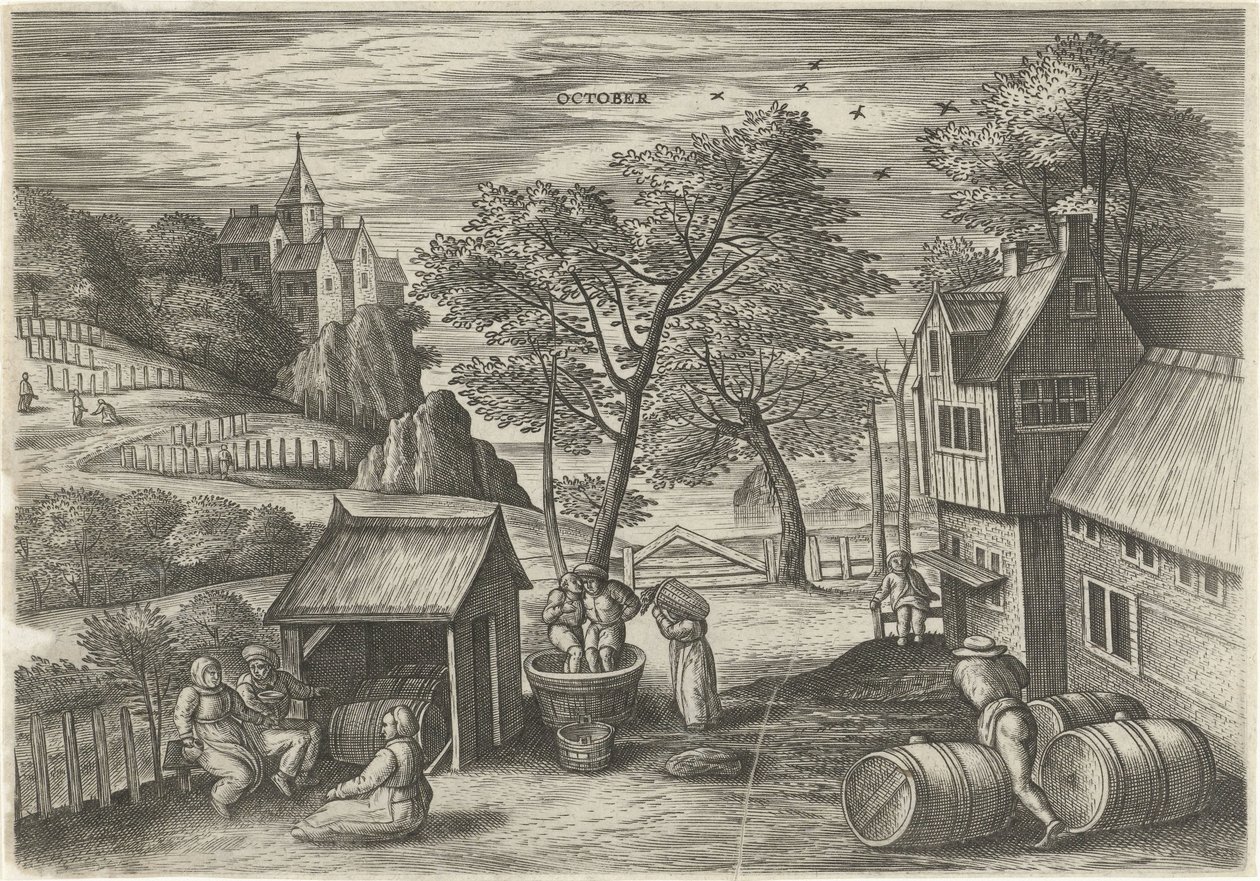 oktober oktober (titel på objekt) De tolv månaderna (serietitel) av Julius Goltzius