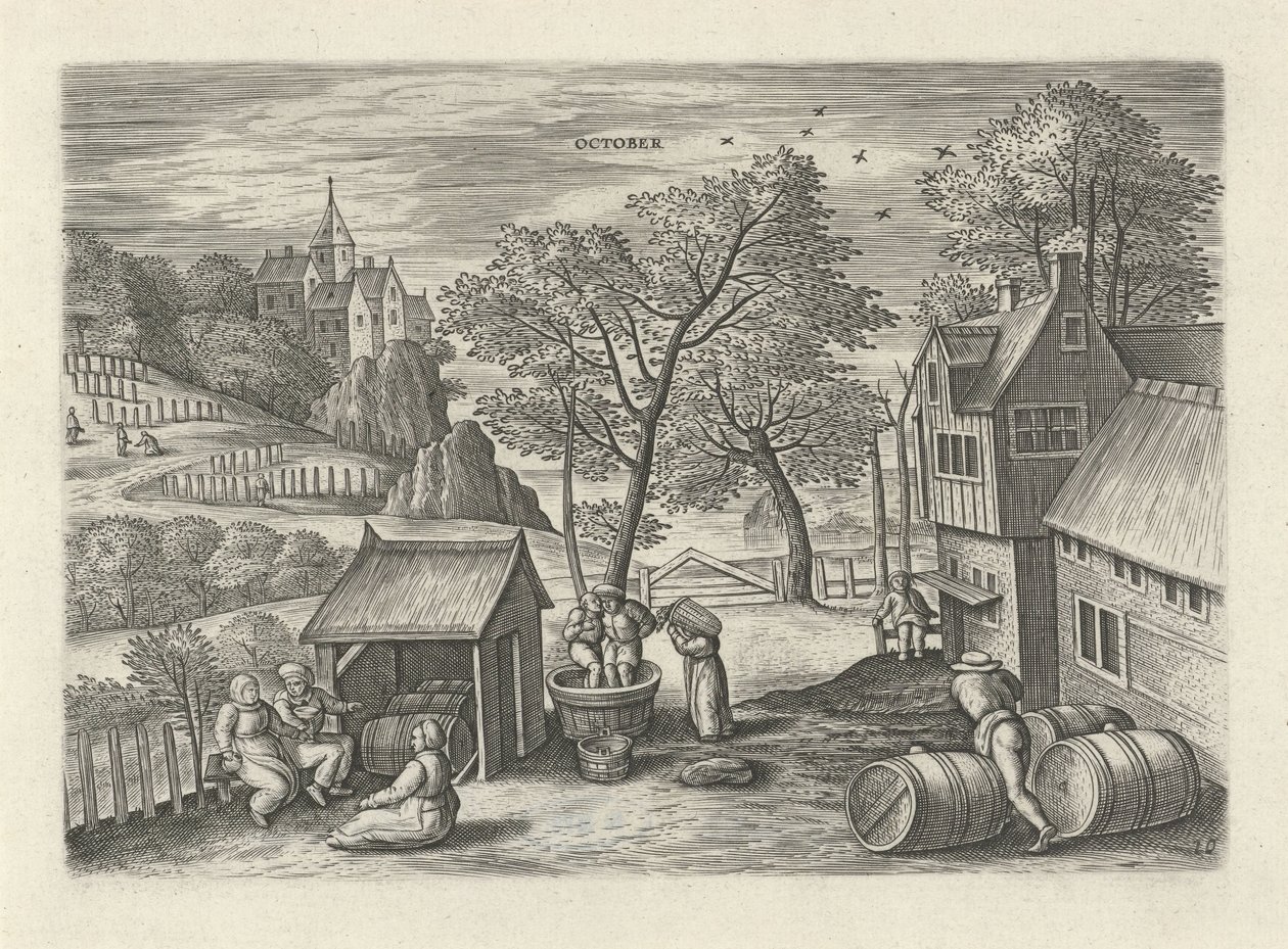 oktober oktober (titel på objekt) De tolv månaderna (serietitel) av Julius Goltzius