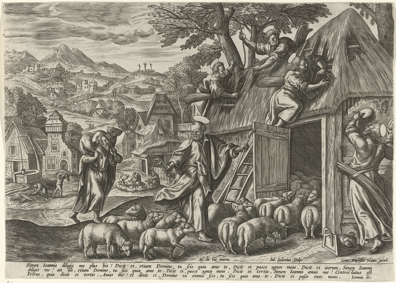 Peter som en god herde Liknelsen om den gode herden (serietitel) av Julius Goltzius