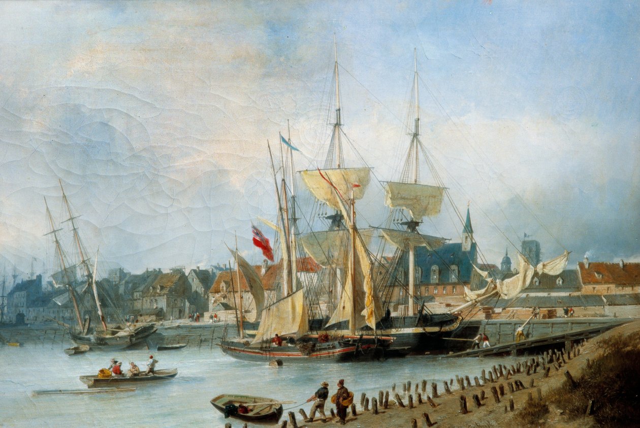 Entrement of the Port of Dieppe Målning av Jules Hintz (1805-1862) av Julius Hintz