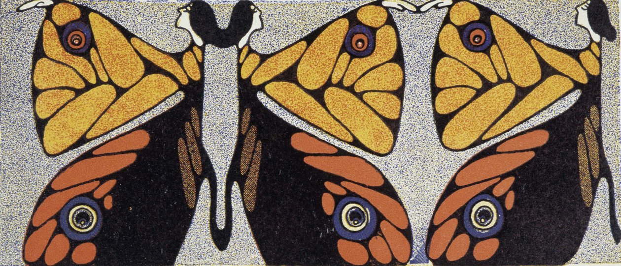 Kvinnafjäril (optisk illusion) - stiliserad teckning av Klinger, i "The Woman in Modern Decoration", v.1920 av Julius Klinger
