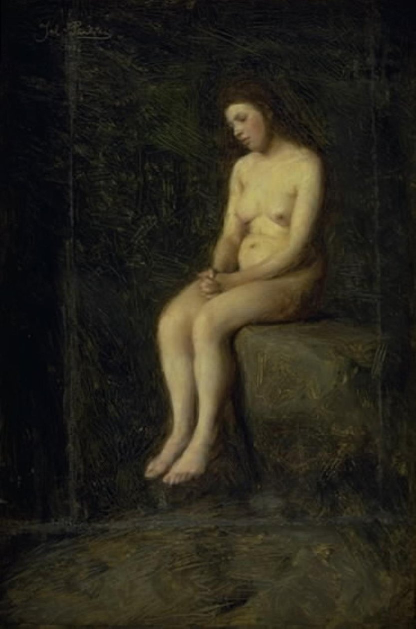 En nymf. En sittande kvinnlig modell av Julius Paulsen