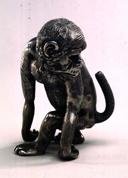 Figur av en apa gjord för Faberge, ca 1896-1908 (silver) av Julius Rappoport