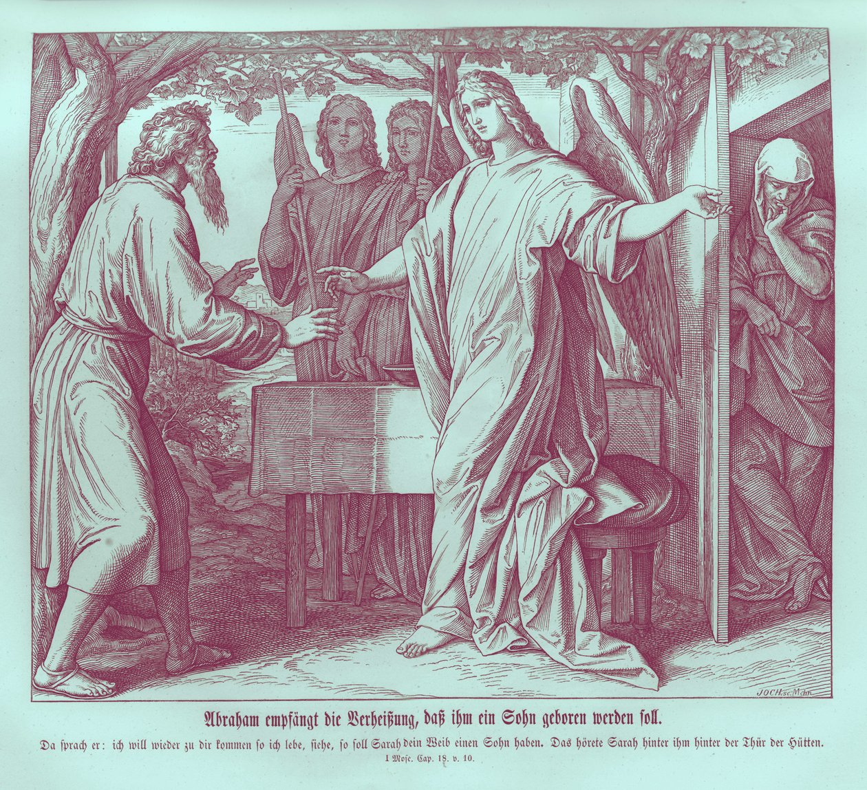Abraham får höra att Sara ska föda en son, Genesis av Julius Schnorr von Carolsfeld