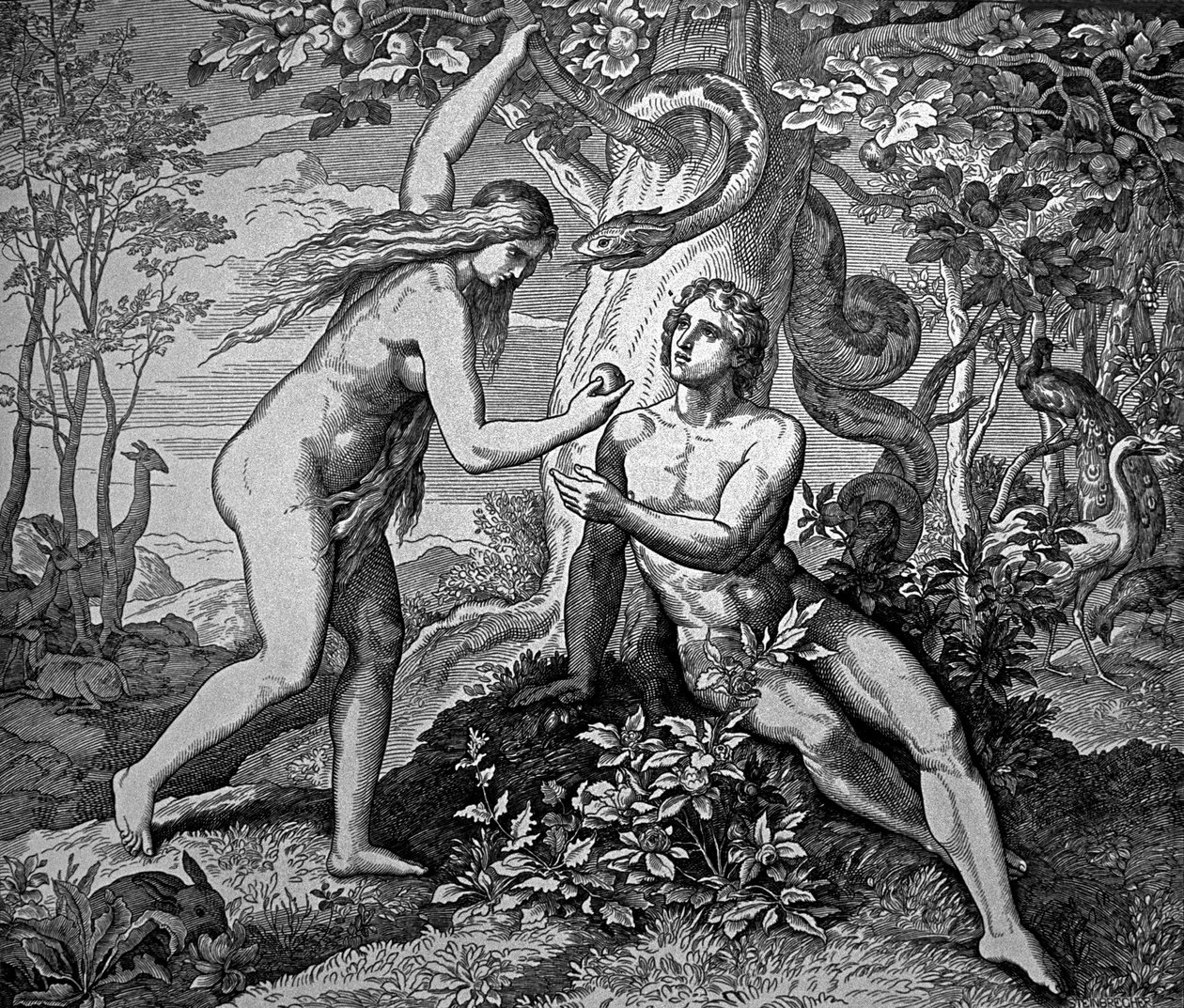 Adam och Eva med äpplet av Julius Schnorr von Carolsfeld