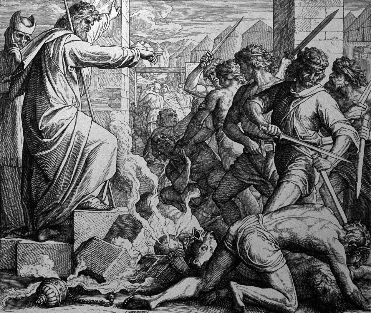 Tillbedjan av den gyllene kalven av Julius Schnorr von Carolsfeld