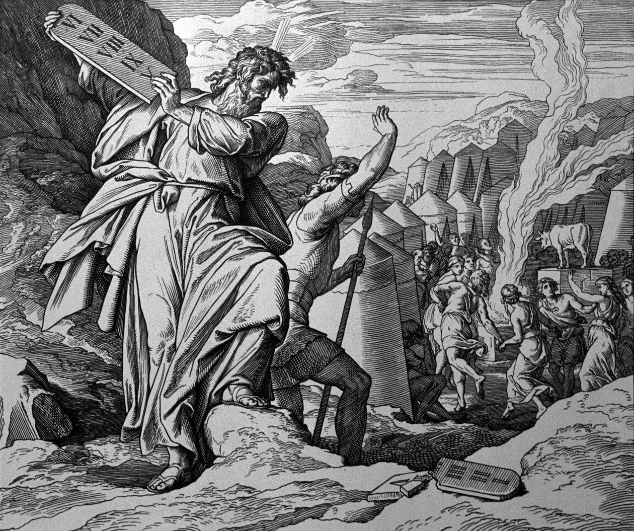 Tillbedjan av den gyllene kalven av Julius Schnorr von Carolsfeld