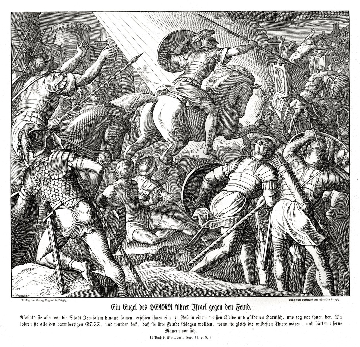 En ängel leder israeliterna, 2 makkabeer av Julius Schnorr von Carolsfeld