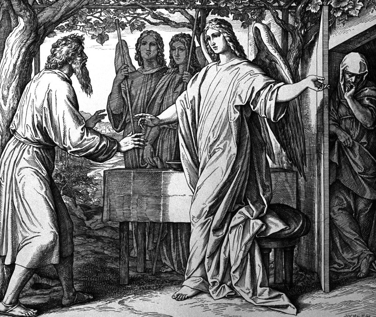 Änglar som tillkännager för Abraham Isaks födelse av Julius Schnorr von Carolsfeld