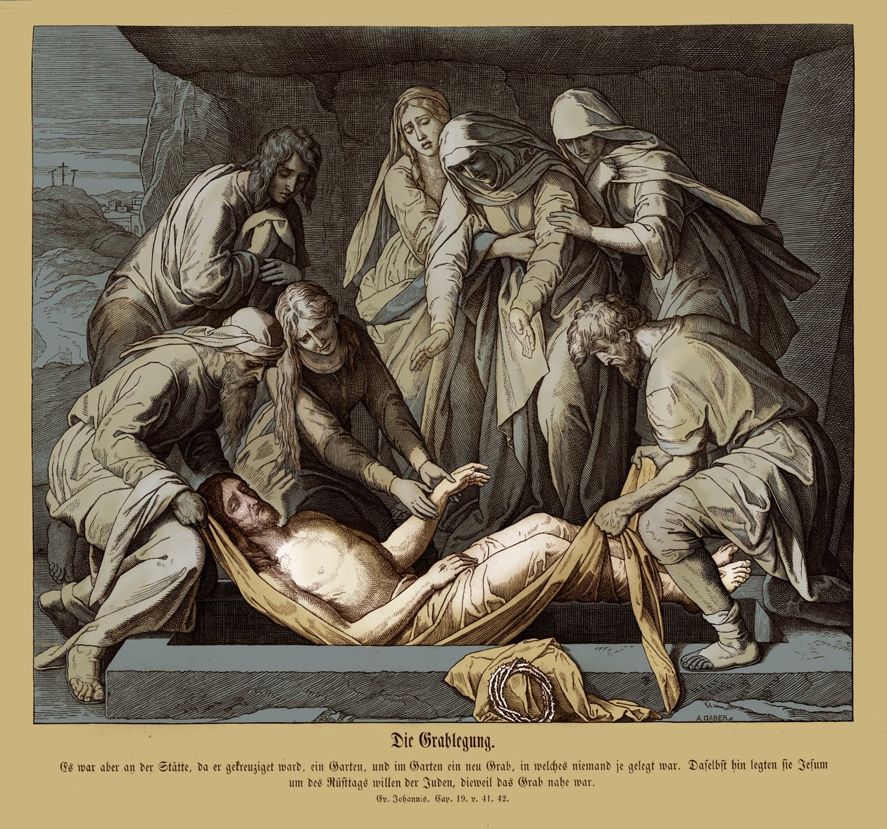 Jesu begravning, Johannesevangeliet av Julius Schnorr von Carolsfeld