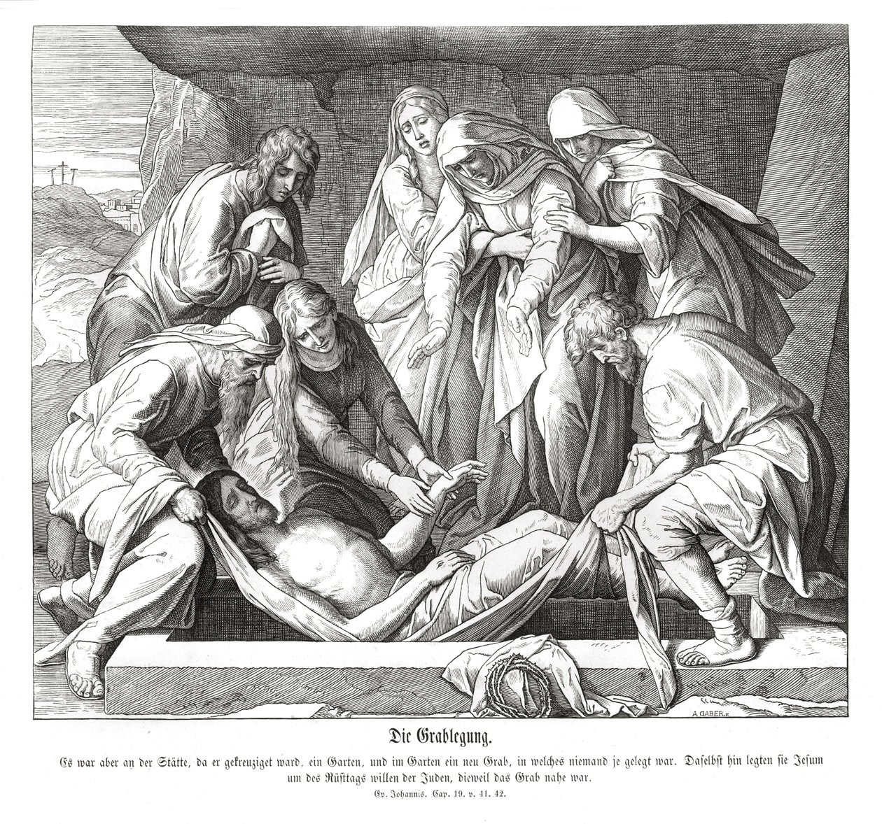 Jesu begravning, Johannesevangeliet av Julius Schnorr von Carolsfeld