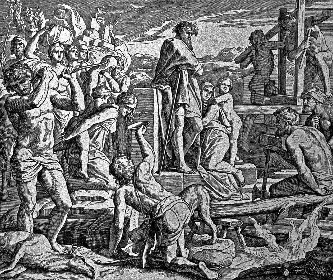 Kain byggde staden Enok av Julius Schnorr von Carolsfeld