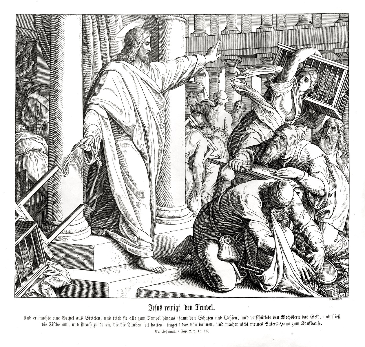 Rening av templet, Johannesevangeliet av Julius Schnorr von Carolsfeld