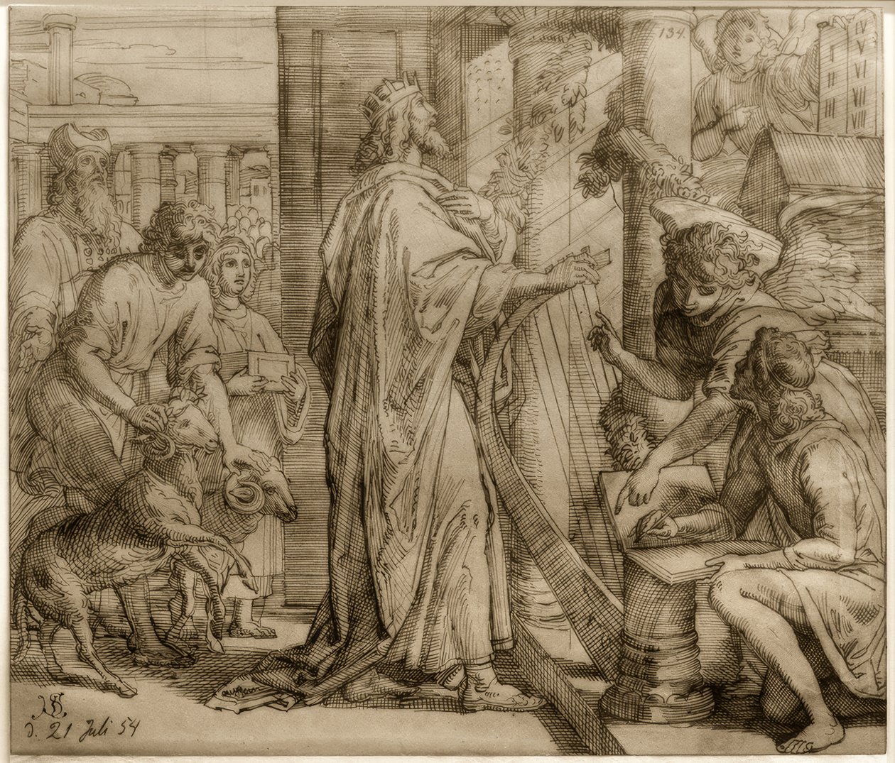 Psalmisten David - Gudstjänst av Julius Schnorr von Carolsfeld