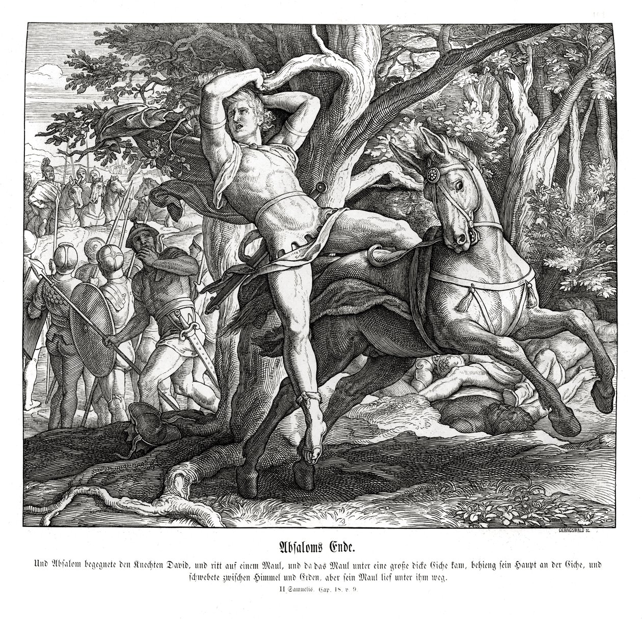Absaloms död, 2 Samuel av Julius Schnorr von Carolsfeld