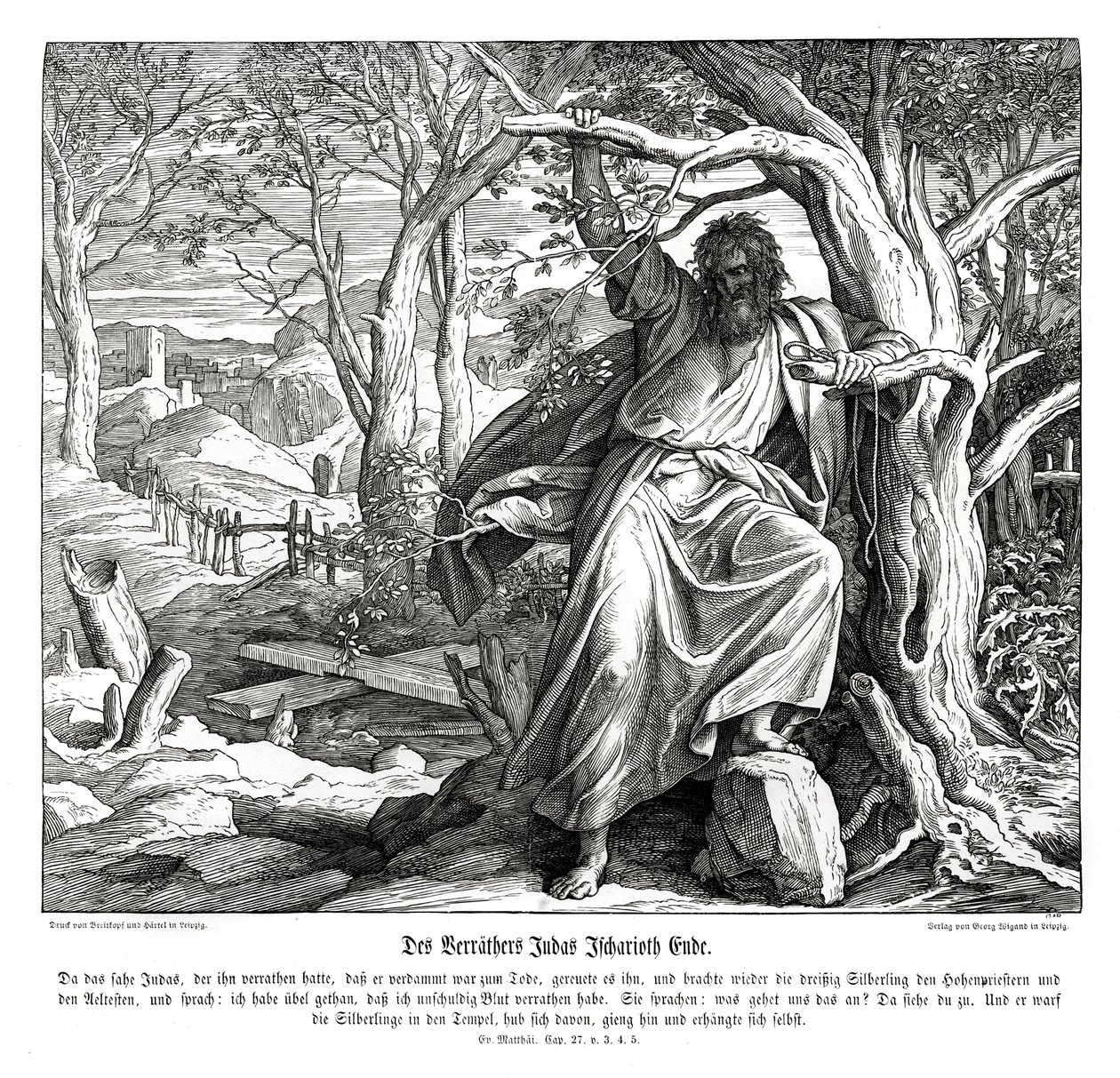 Judas Iskariots död, Matteusevangeliet av Julius Schnorr von Carolsfeld