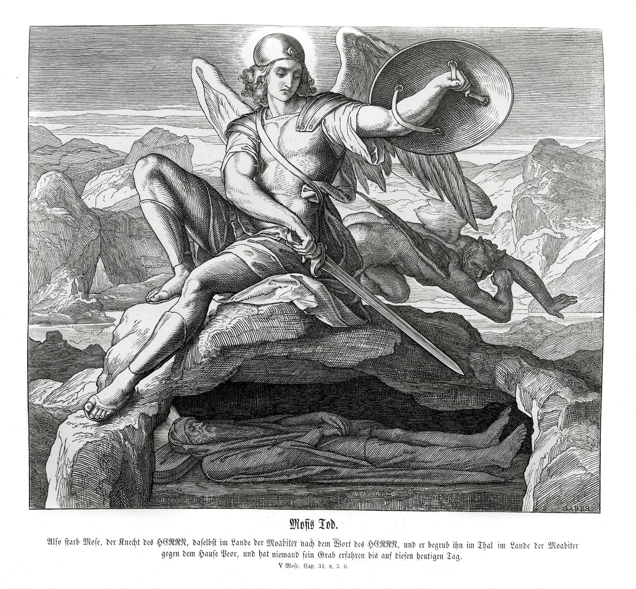 Mose död, Femte Mosebok av Julius Schnorr von Carolsfeld