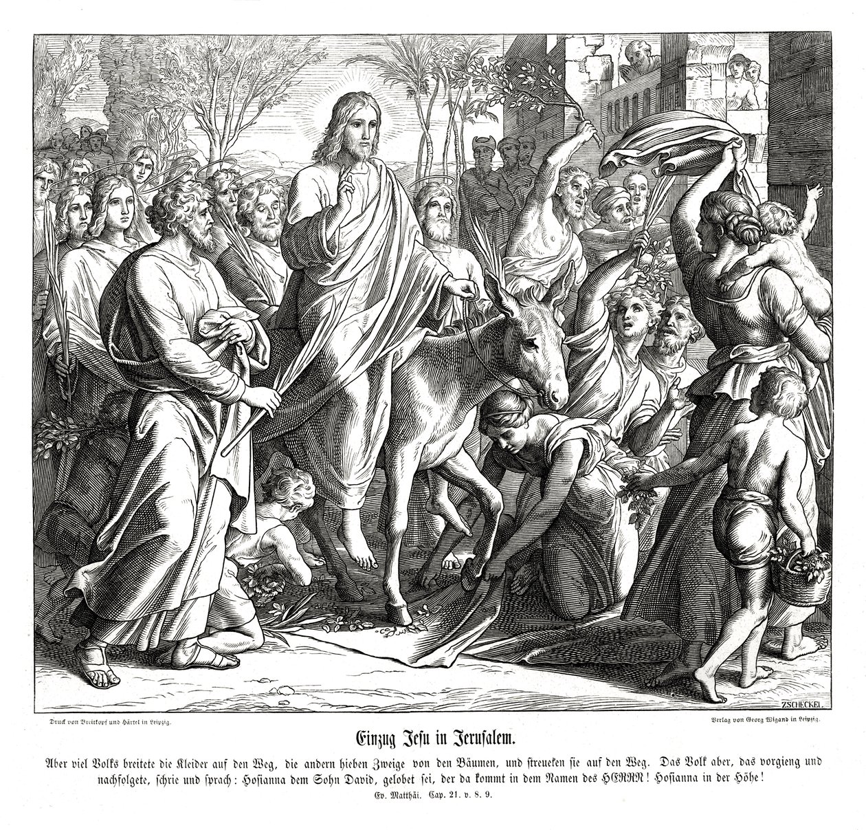 Jesu inträde i Jerusalem, Matteusevangeliet av Julius Schnorr von Carolsfeld