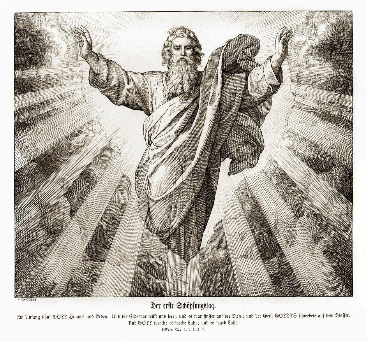 Skapelsens första dag, Genesis av Julius Schnorr von Carolsfeld