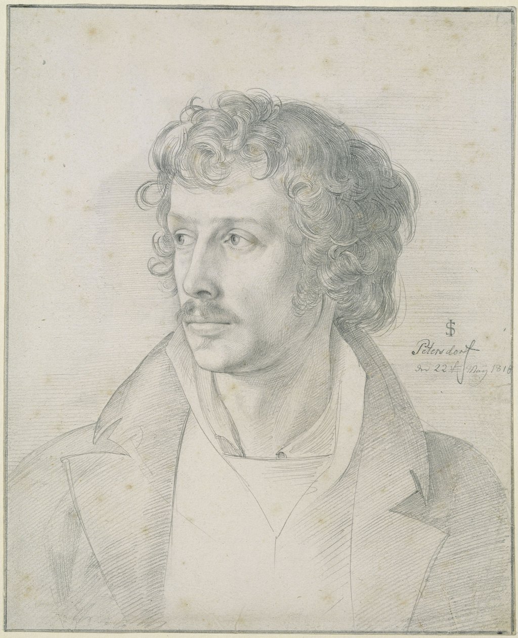 Friedrich Olivier vid 25 års ålder, bröstbild, blickar åt vänster av Julius Schnorr von Carolsfeld
