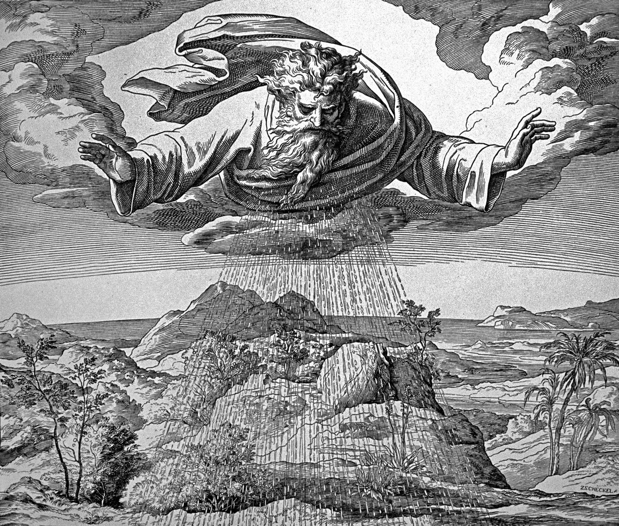 Gud vattna jorden för att ha gräs av Julius Schnorr von Carolsfeld