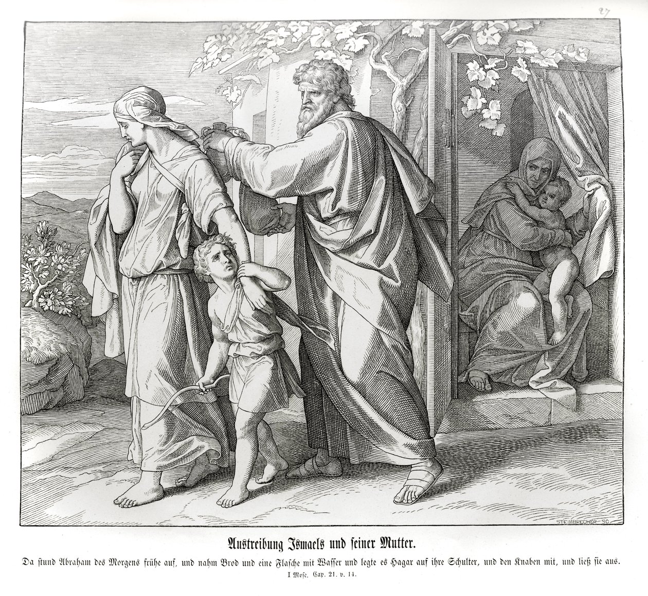 Hagar och Ismael skickas iväg, 1 Mosebok av Julius Schnorr von Carolsfeld