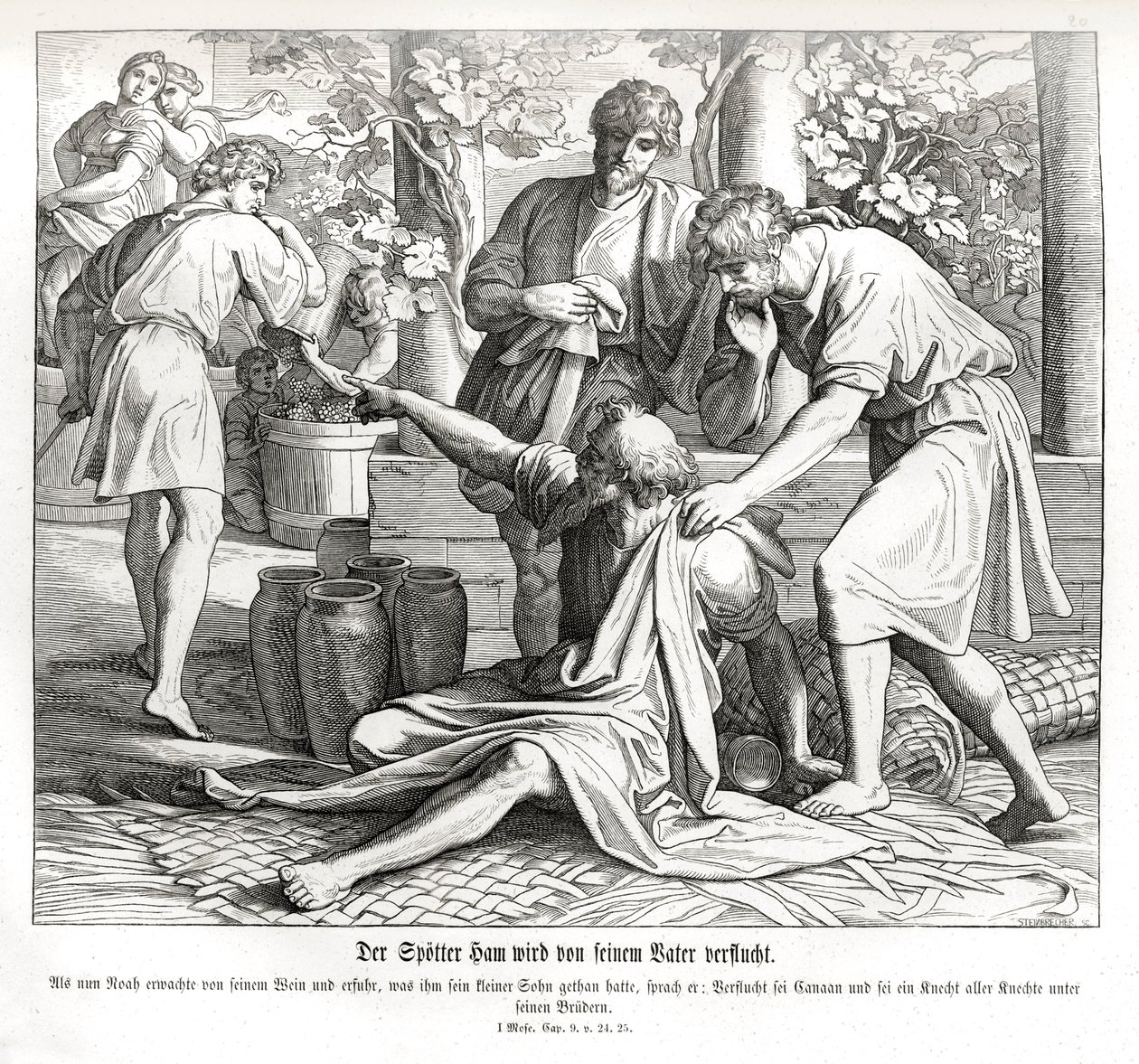 Ham ser sin fars nakenhet, Genesis av Julius Schnorr von Carolsfeld