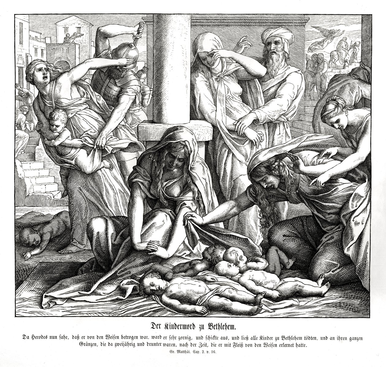 Herodes dödar barnen, Matteusevangeliet av Julius Schnorr von Carolsfeld