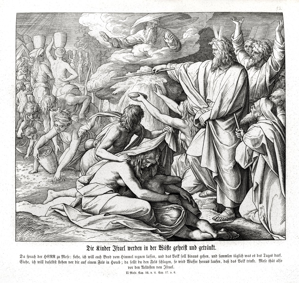 Israeliter får mat i öknen, Exodus av Julius Schnorr von Carolsfeld
