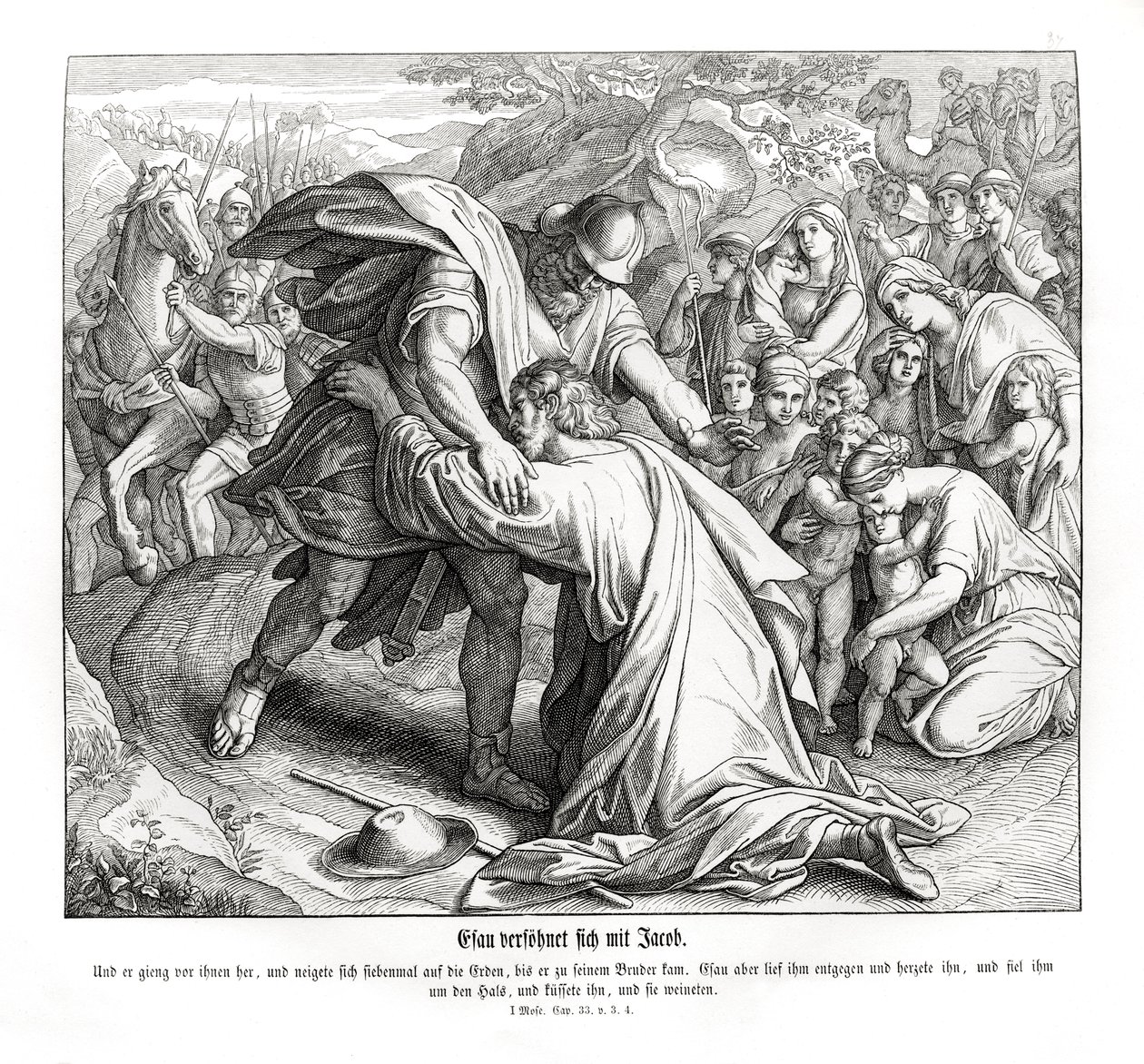 Jakob och Esau försonas, 1 Mos av Julius Schnorr von Carolsfeld