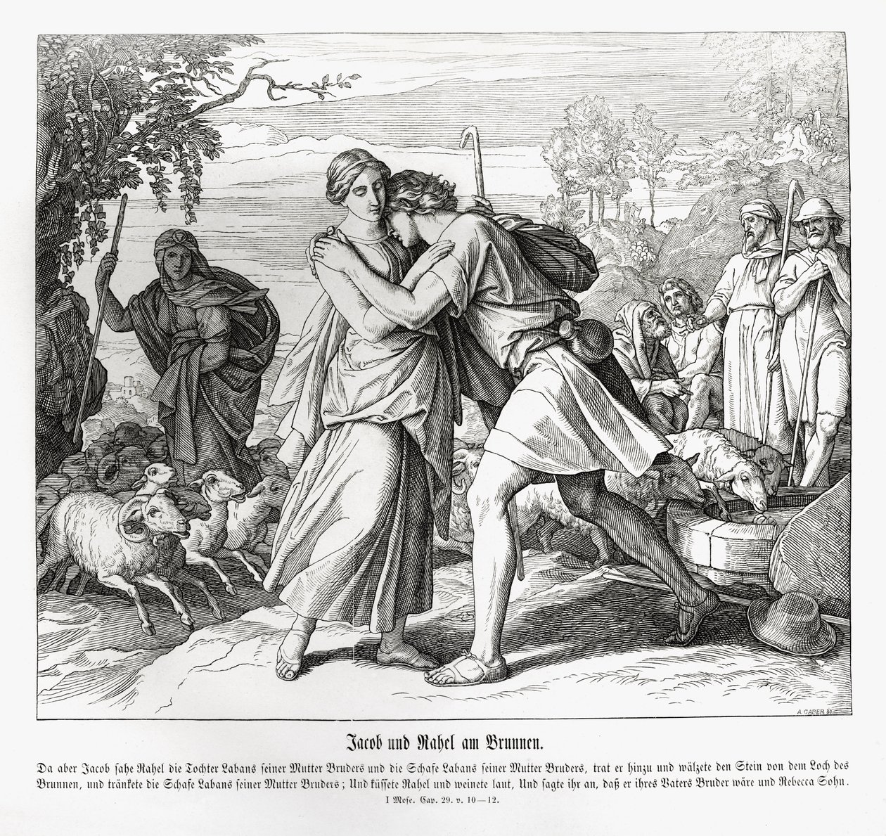 Jakob och Rakel vid brunnen, Genesis av Julius Schnorr von Carolsfeld