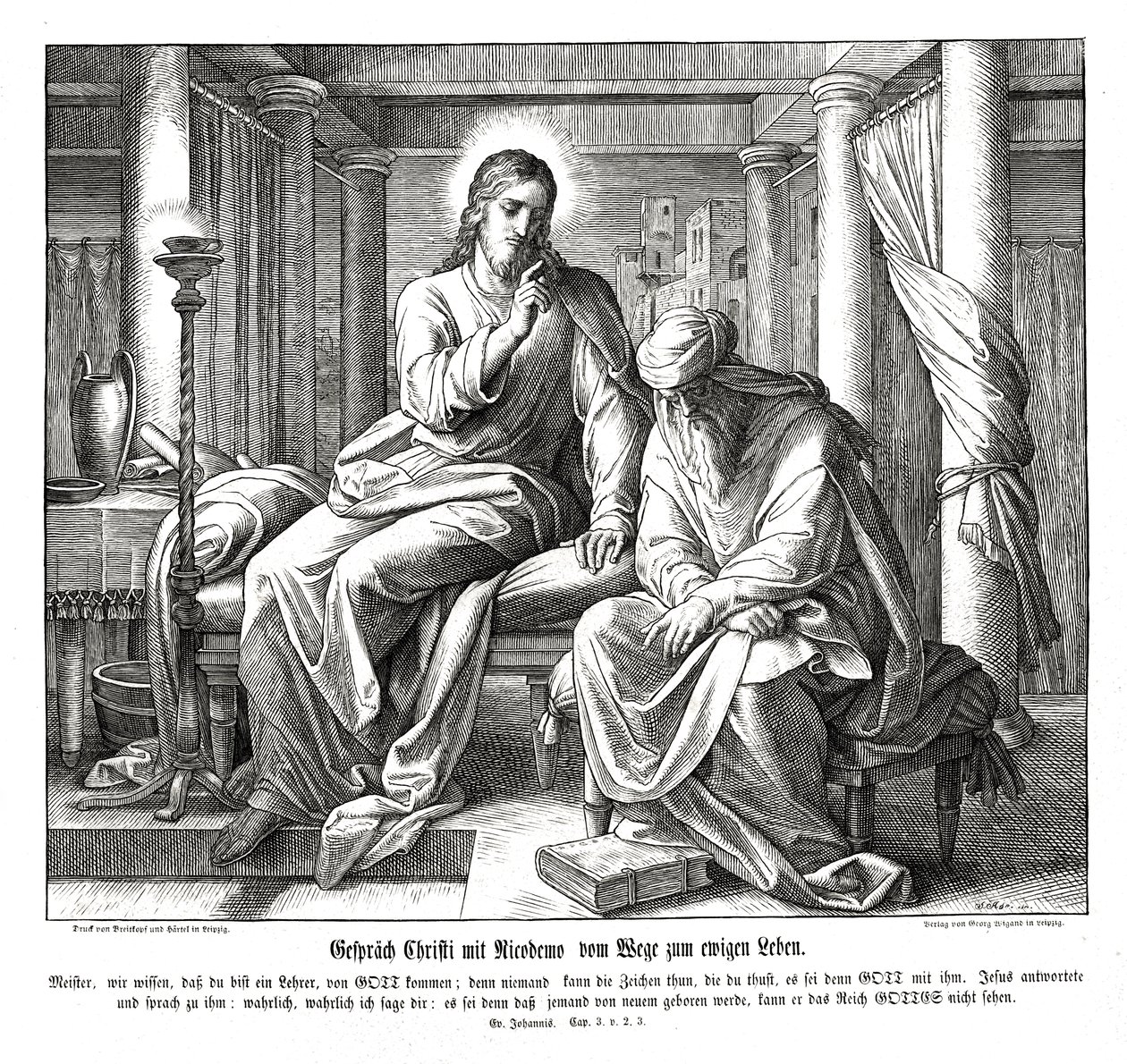 Jesus och Nikodemus, Johannesevangeliet av Julius Schnorr von Carolsfeld