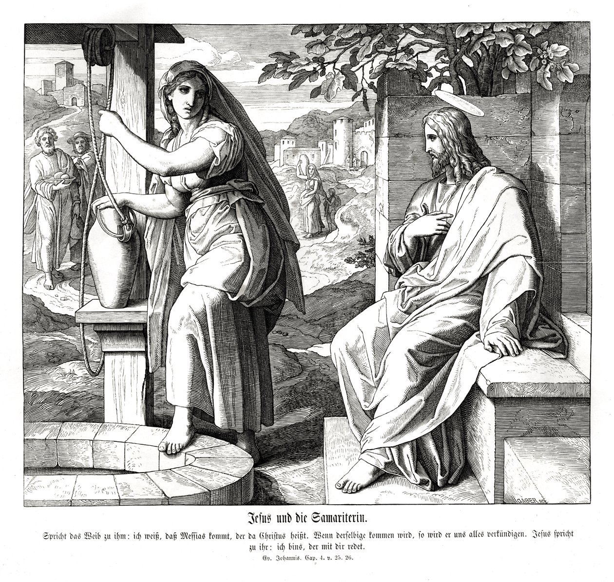 Jesus och den samaritanska kvinnan, Johannesevangeliet av Julius Schnorr von Carolsfeld