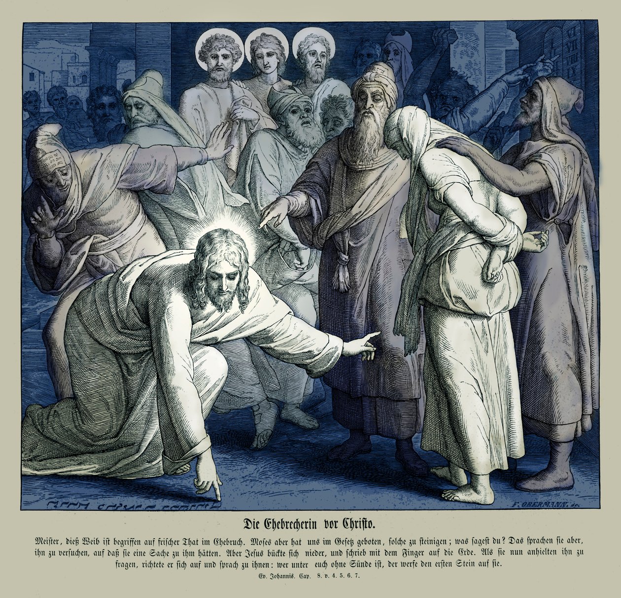 Jesus och den äktenskapliga kvinnan, Johannesevangeliet av Julius Schnorr von Carolsfeld
