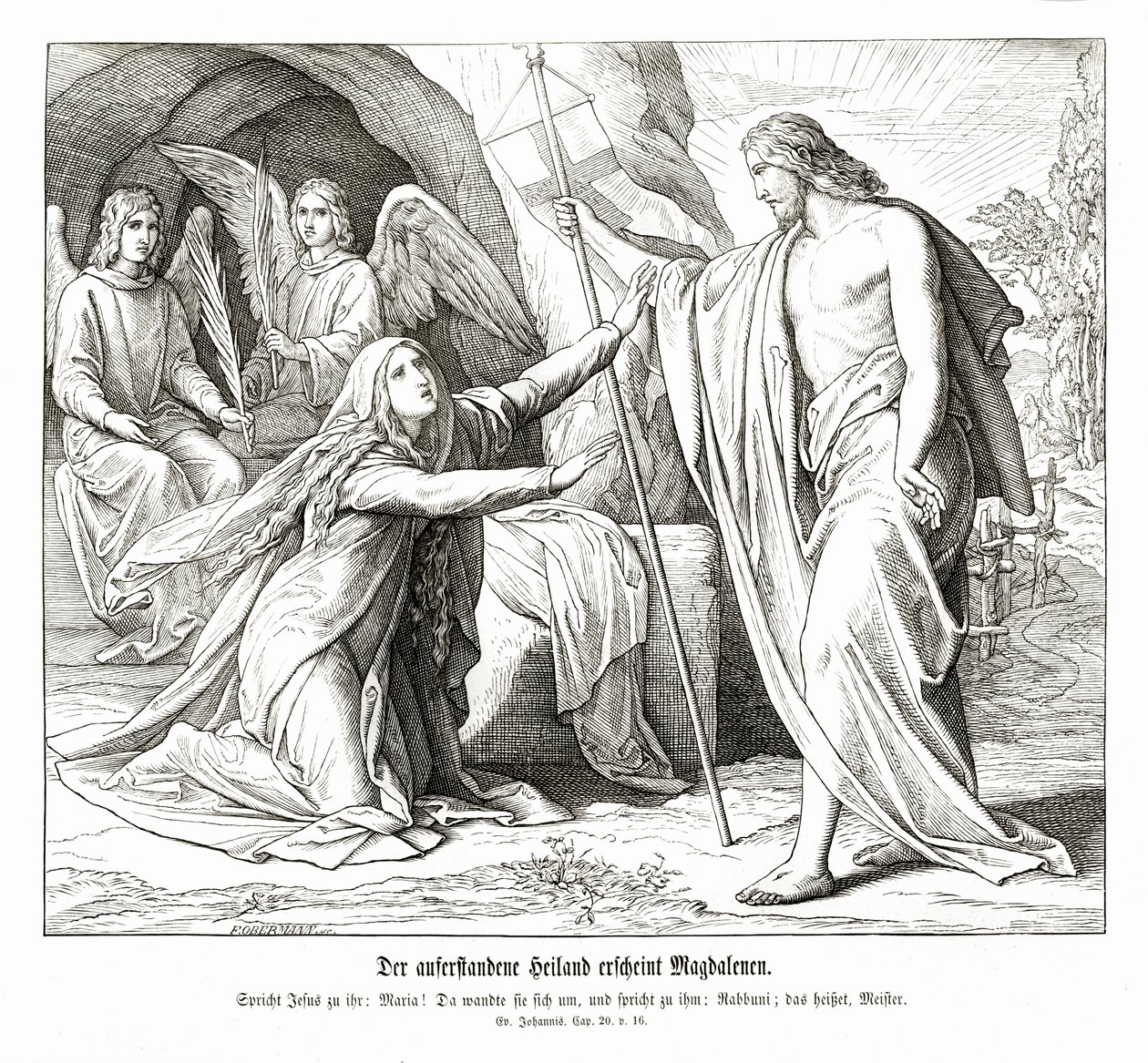 Jesus visar sig för Maria Magdalena, Johannesevangeliet av Julius Schnorr von Carolsfeld