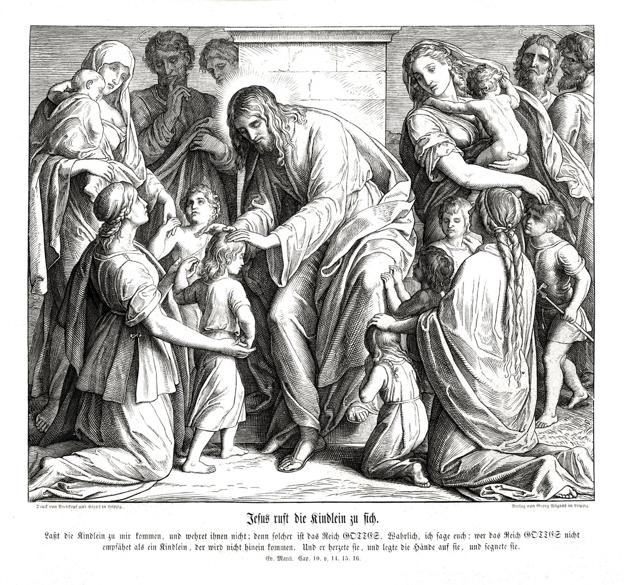 Jesus kallar barnen till sig, Markusevangeliet av Julius Schnorr von Carolsfeld