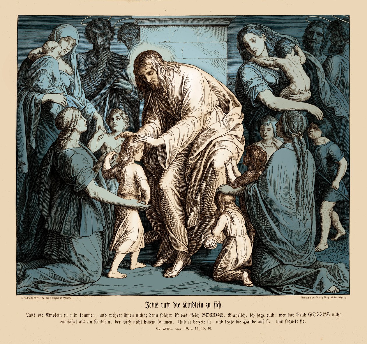 Jesus kallar barnen till sig, Markusevangeliet av Julius Schnorr von Carolsfeld