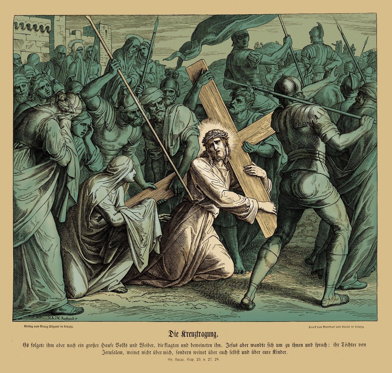 Jesus bär korset, Lukasevangeliet av Julius Schnorr von Carolsfeld