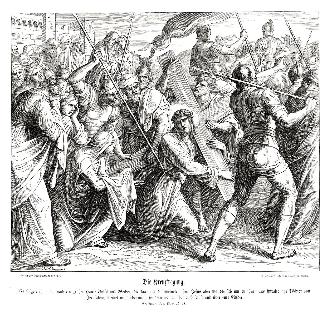 Jesus bär korset, Lukasevangeliet av Julius Schnorr von Carolsfeld