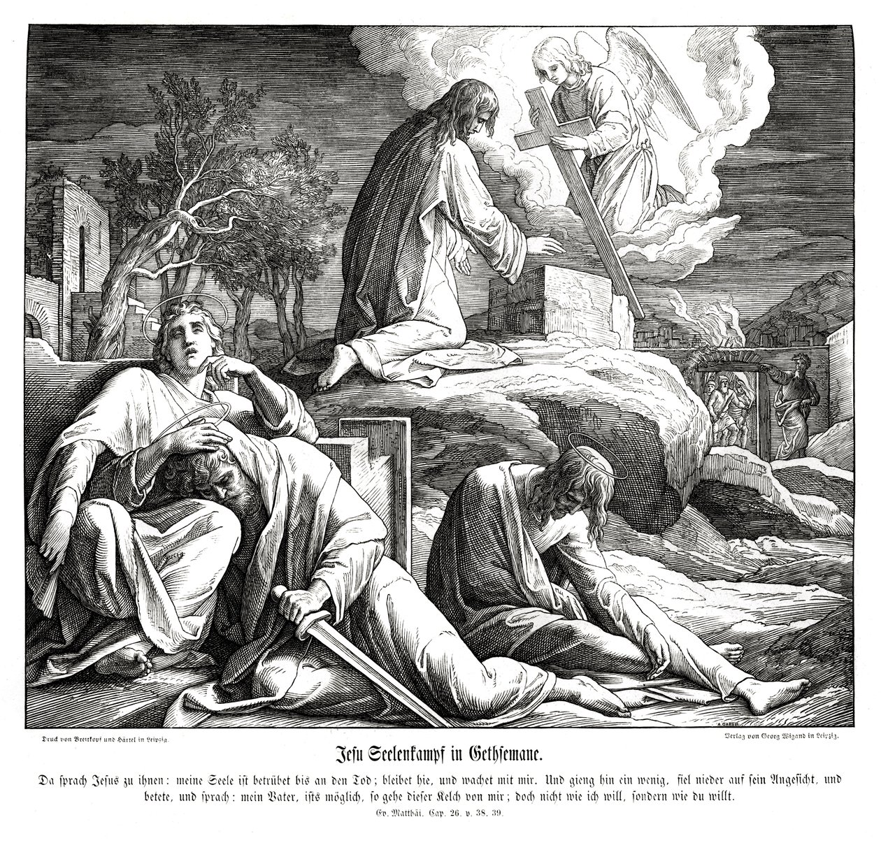 Jesus i Getsemane trädgård, Matteusevangeliet av Julius Schnorr von Carolsfeld